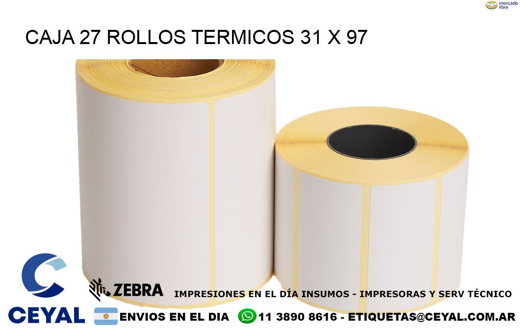 CAJA 27 ROLLOS TERMICOS 31 x 97