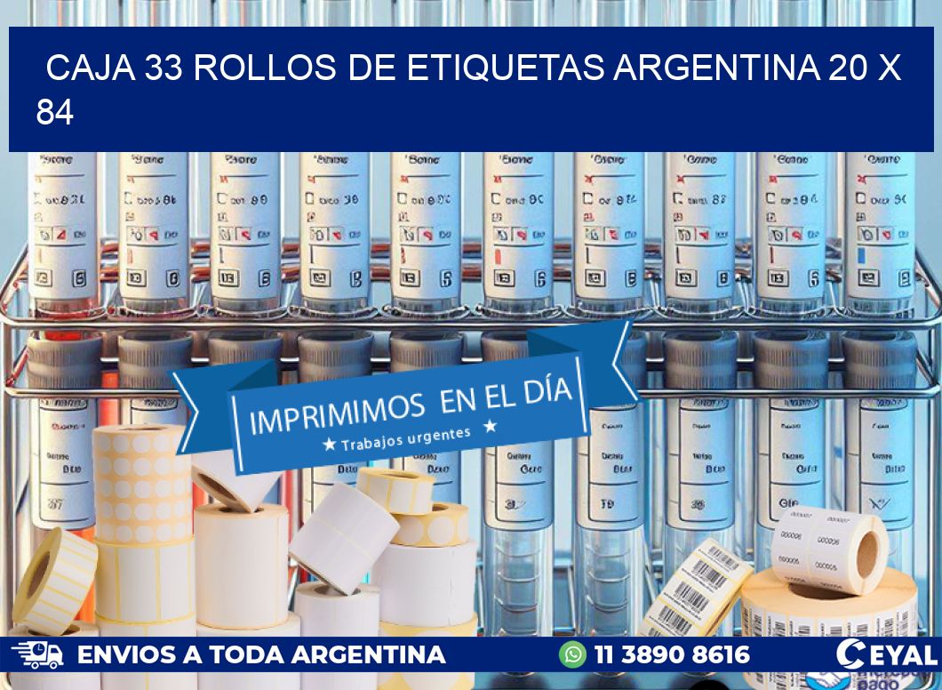 CAJA 33 ROLLOS DE ETIQUETAS ARGENTINA 20 x 84