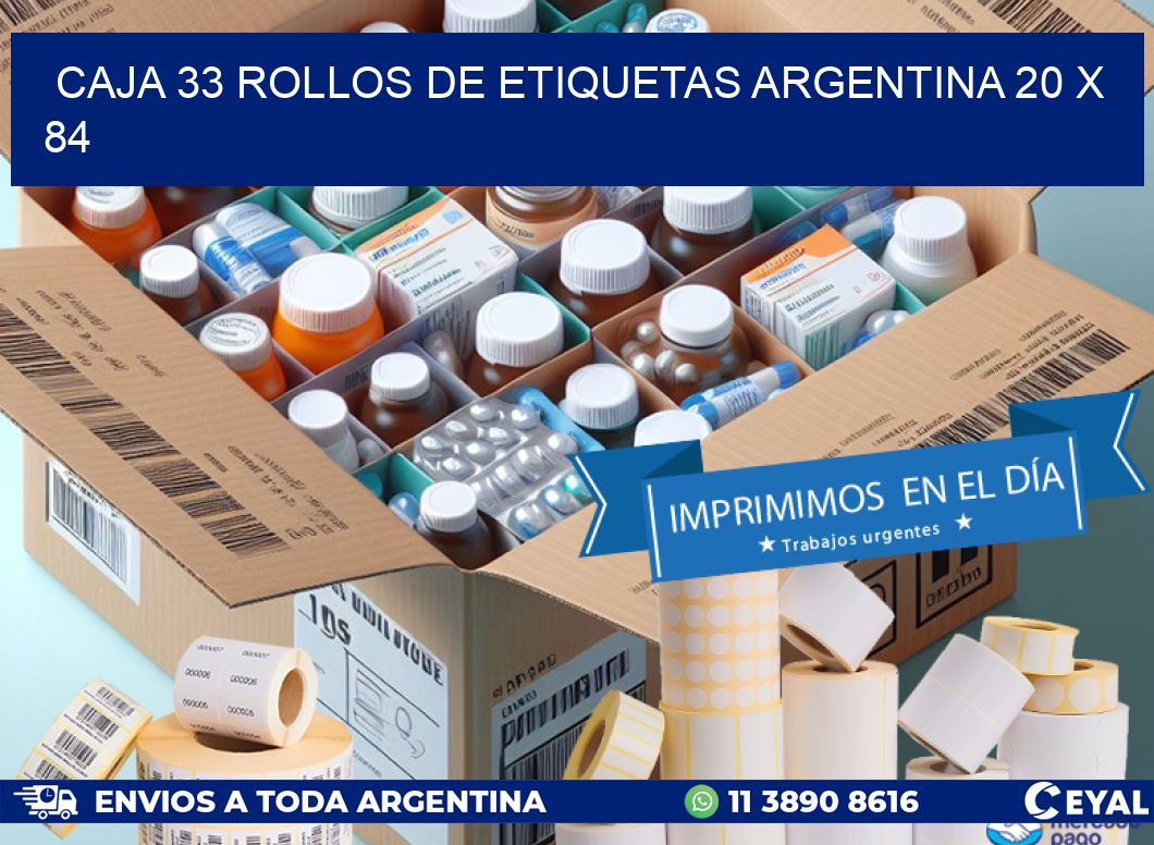 CAJA 33 ROLLOS DE ETIQUETAS ARGENTINA 20 x 84