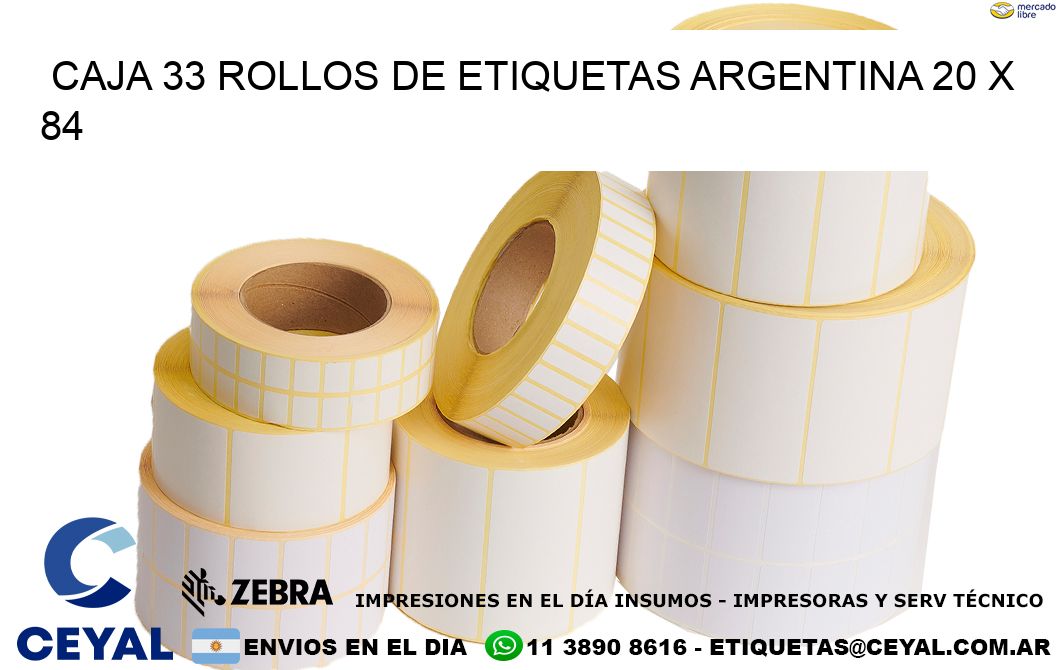 CAJA 33 ROLLOS DE ETIQUETAS ARGENTINA 20 x 84