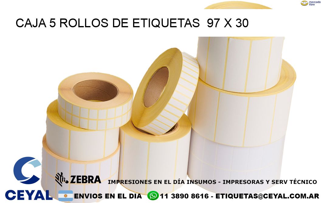 CAJA 5 ROLLOS DE ETIQUETAS  97 x 30