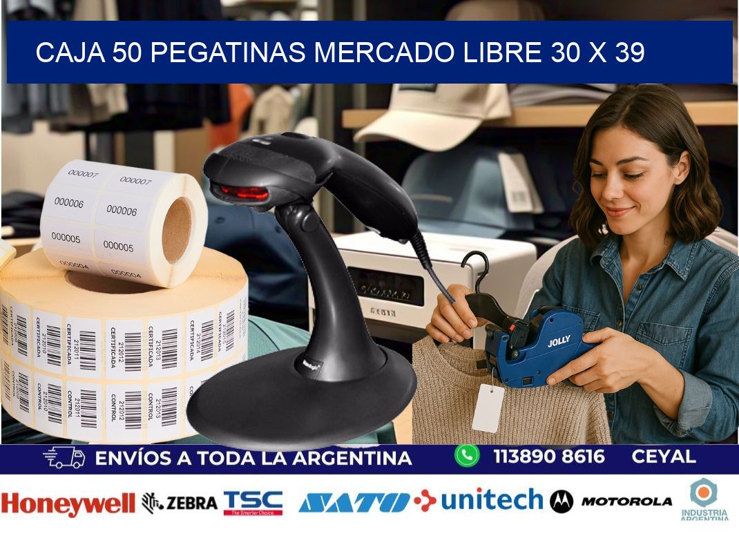 CAJA 50 PEGATINAS MERCADO LIBRE 30 x 39