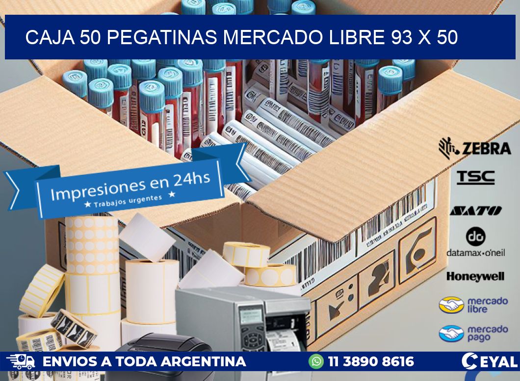 CAJA 50 PEGATINAS MERCADO LIBRE 93 x 50