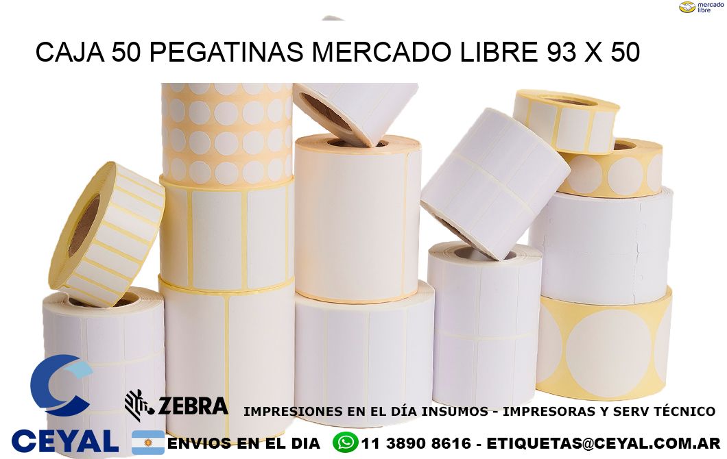 CAJA 50 PEGATINAS MERCADO LIBRE 93 x 50
