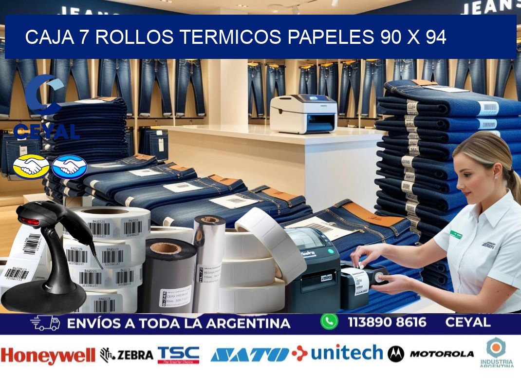 CAJA 7 ROLLOS TERMICOS PAPELES 90 x 94