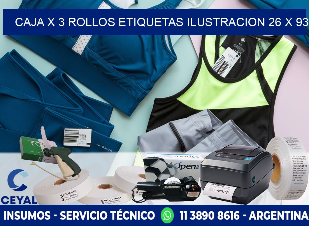 Caja X 3 Rollos Etiquetas Ilustracion 26 x 93