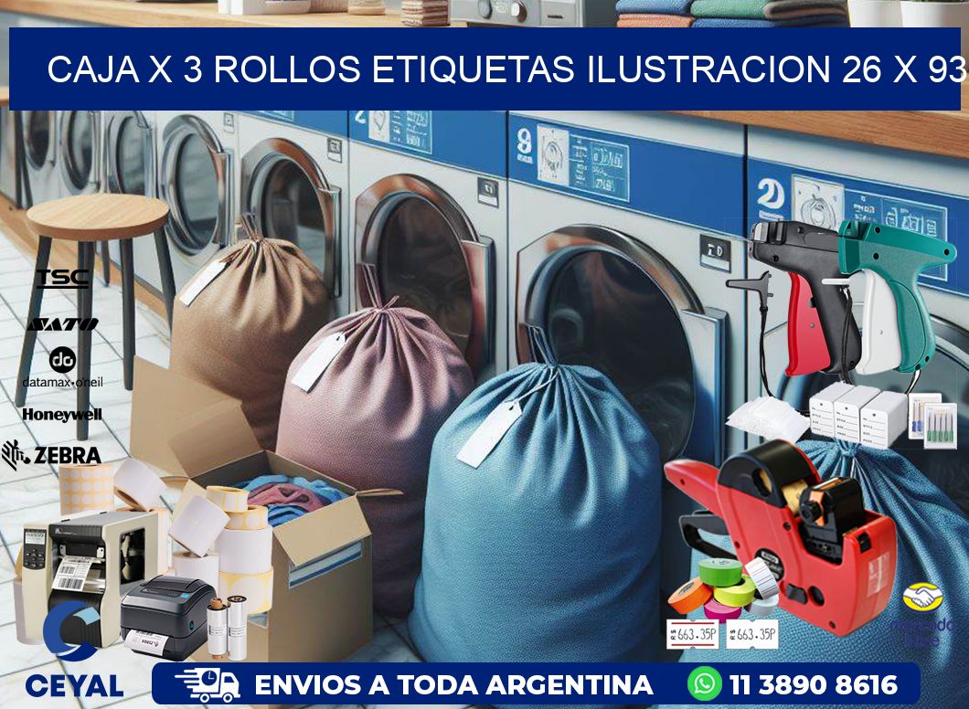 Caja X 3 Rollos Etiquetas Ilustracion 26 x 93