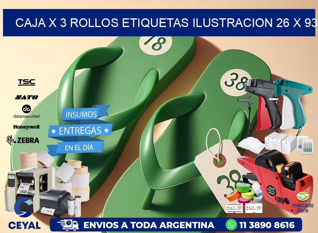 Caja X 3 Rollos Etiquetas Ilustracion 26 x 93