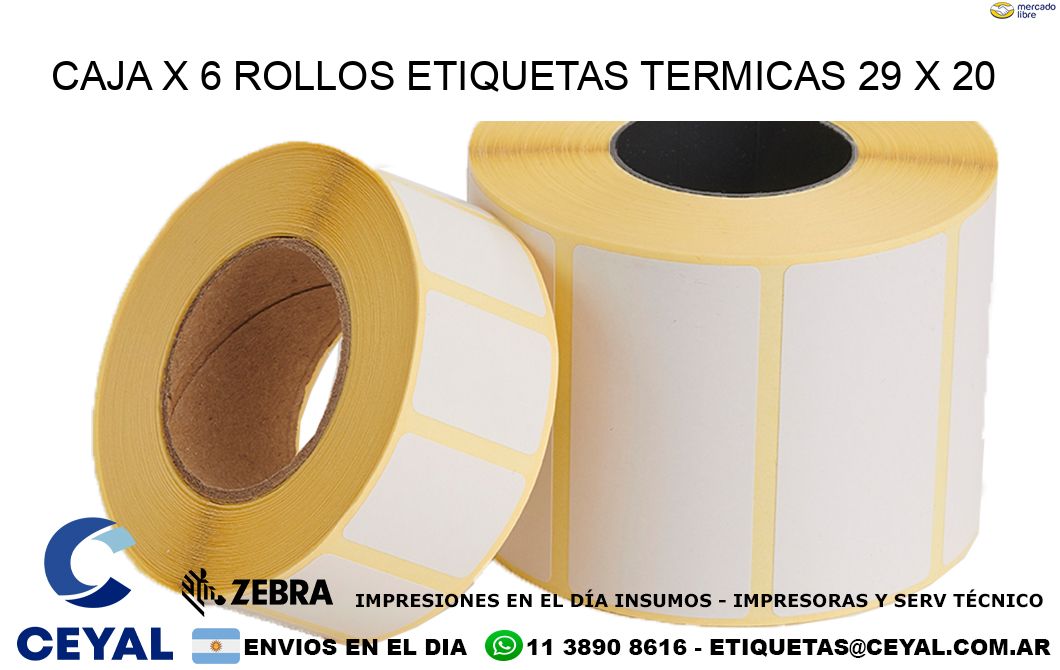 Caja X 6 Rollos Etiquetas termicas 29 x 20