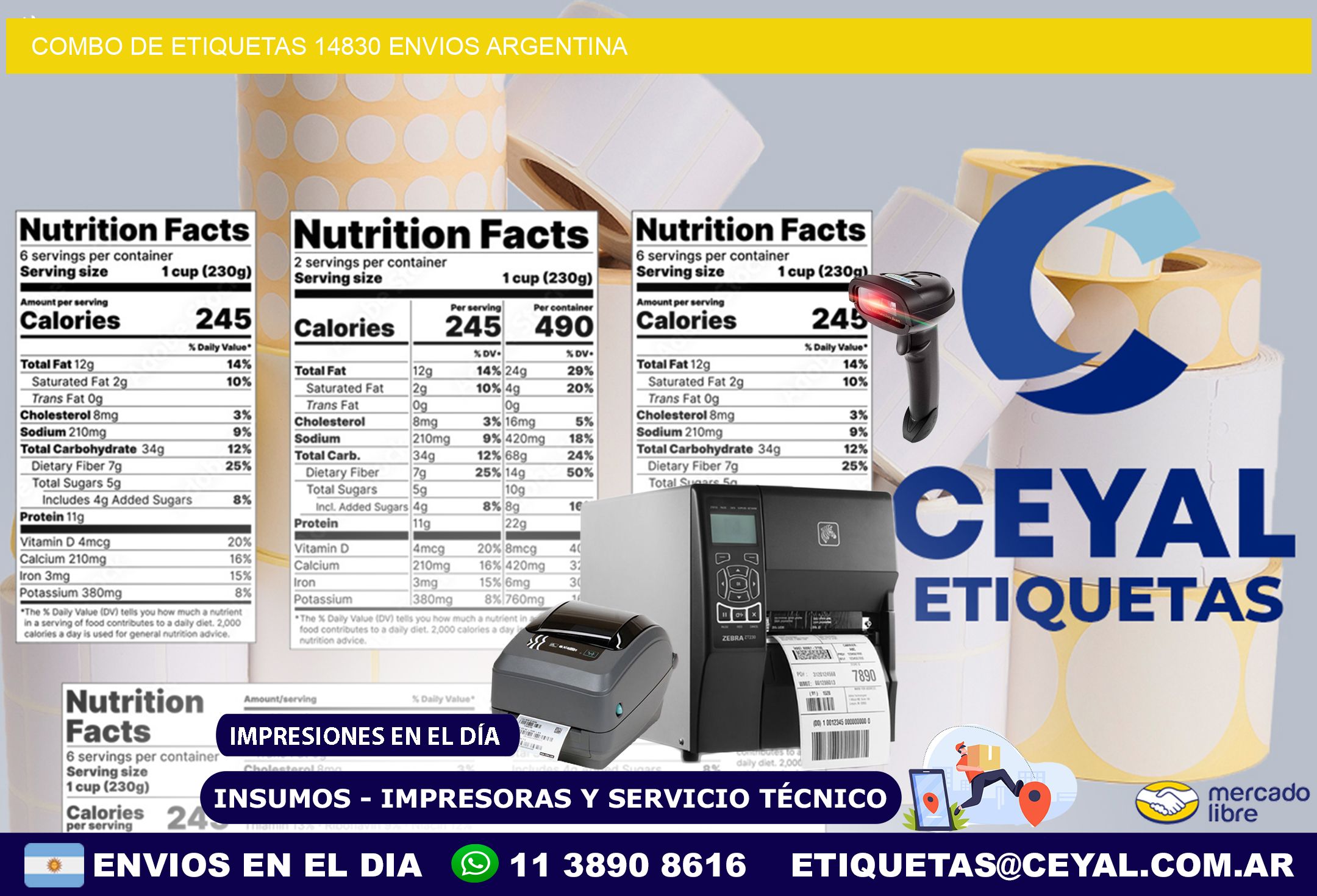 Combo de etiquetas 14830 ENVIOS ARGENTINA