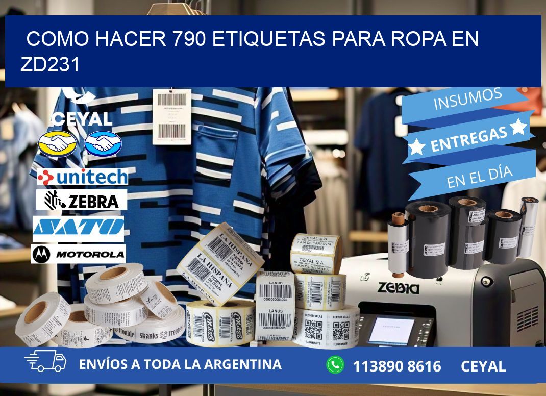 Como hacer 790 etiquetas para ropa en zd231
