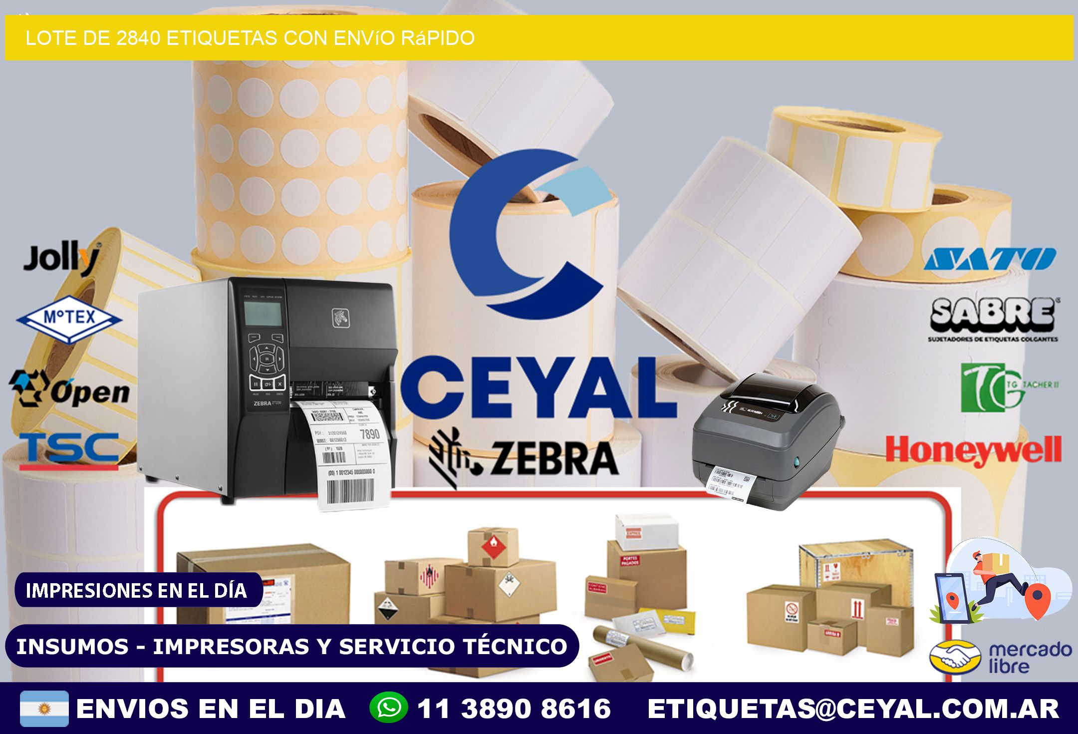 Lote de 2840 etiquetas con envío rápido