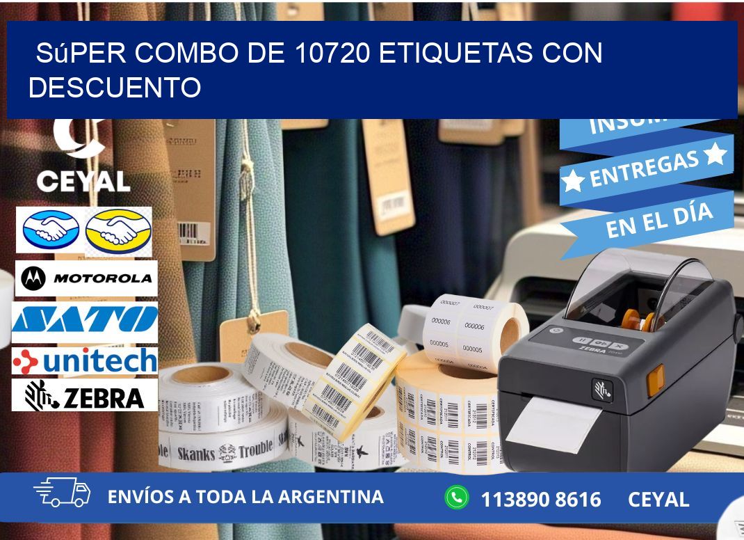 Súper combo de 10720 etiquetas con descuento