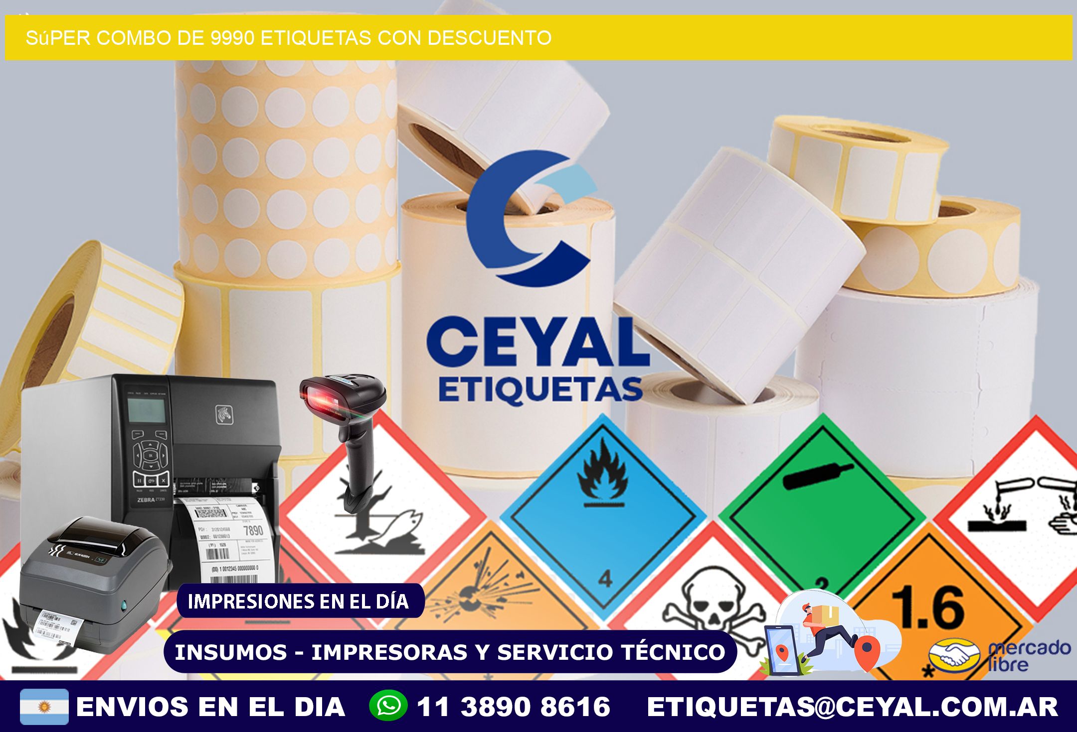 Súper combo de 9990 etiquetas con descuento