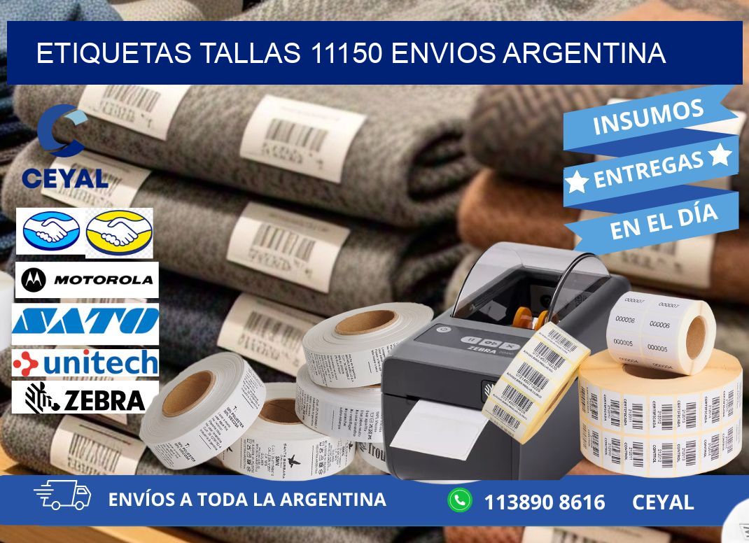 etiquetas tallas 11150 ENVIOS ARGENTINA