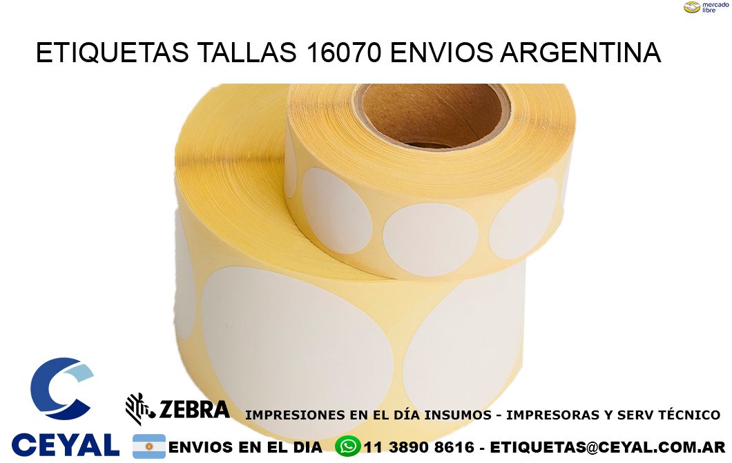 etiquetas tallas 16070 ENVIOS ARGENTINA