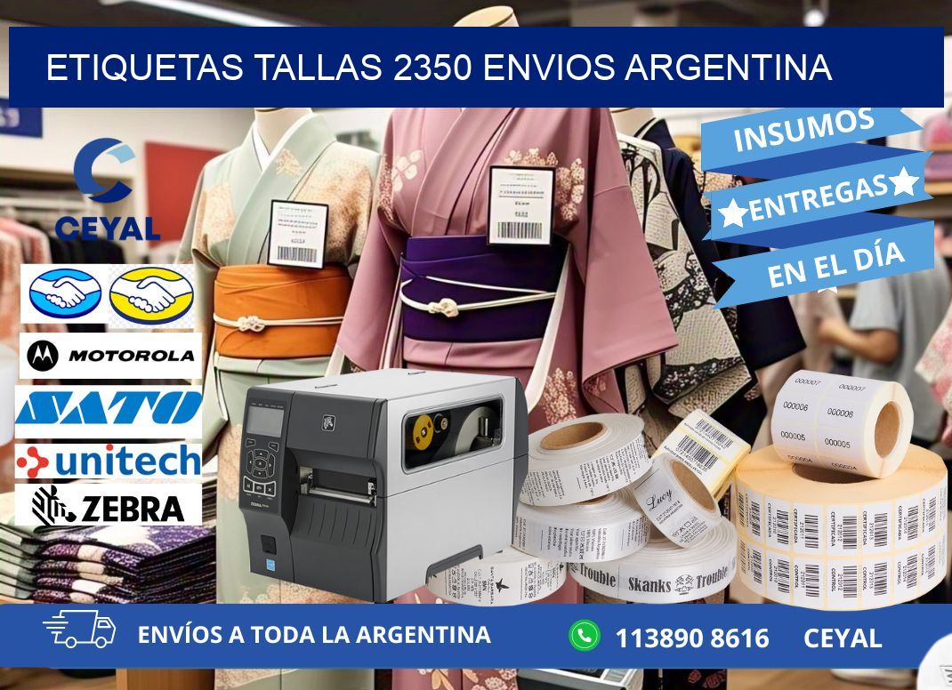 etiquetas tallas 2350 ENVIOS ARGENTINA