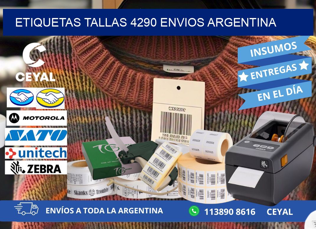 etiquetas tallas 4290 ENVIOS ARGENTINA