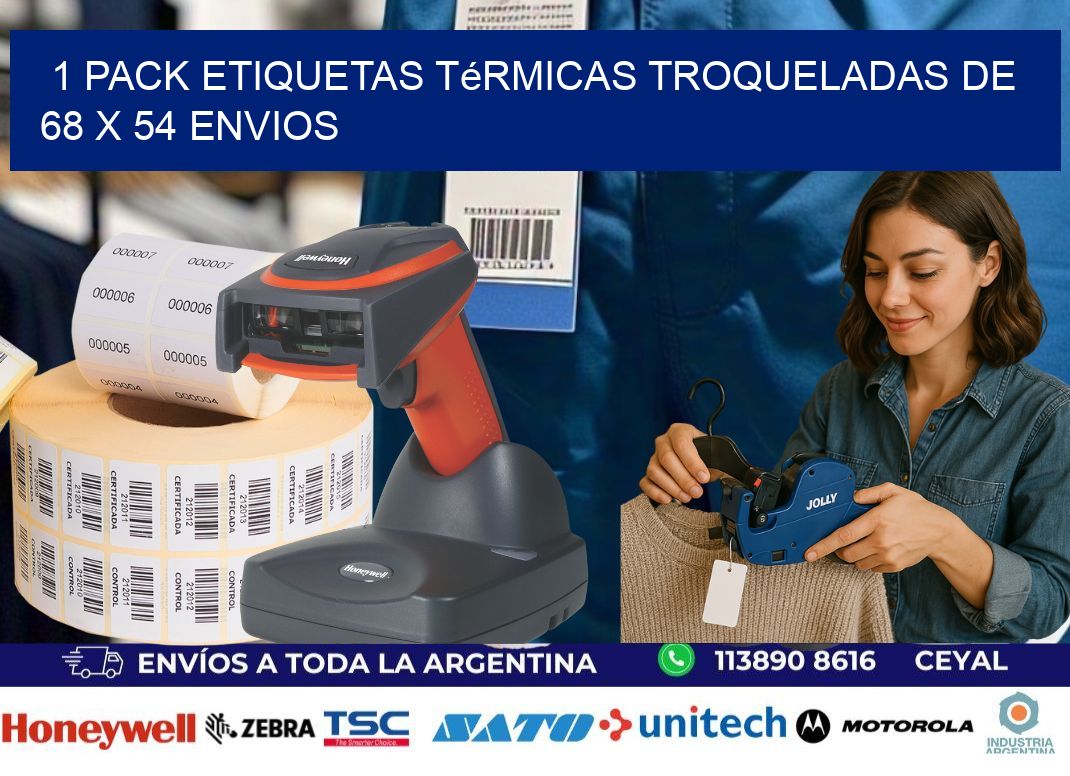 1 Pack etiquetas Térmicas Troqueladas De 68 x 54 ENVIOS