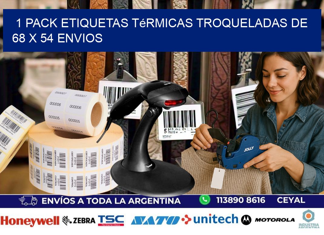 1 Pack etiquetas Térmicas Troqueladas De 68 x 54 ENVIOS