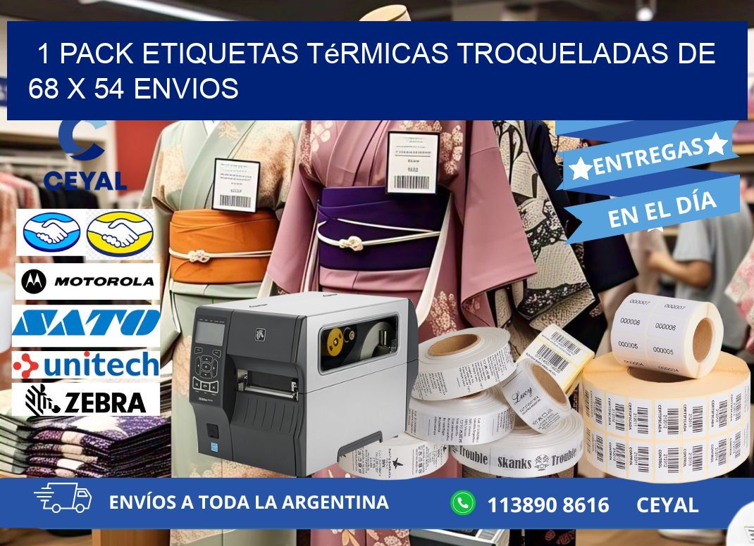 1 Pack etiquetas Térmicas Troqueladas De 68 x 54 ENVIOS