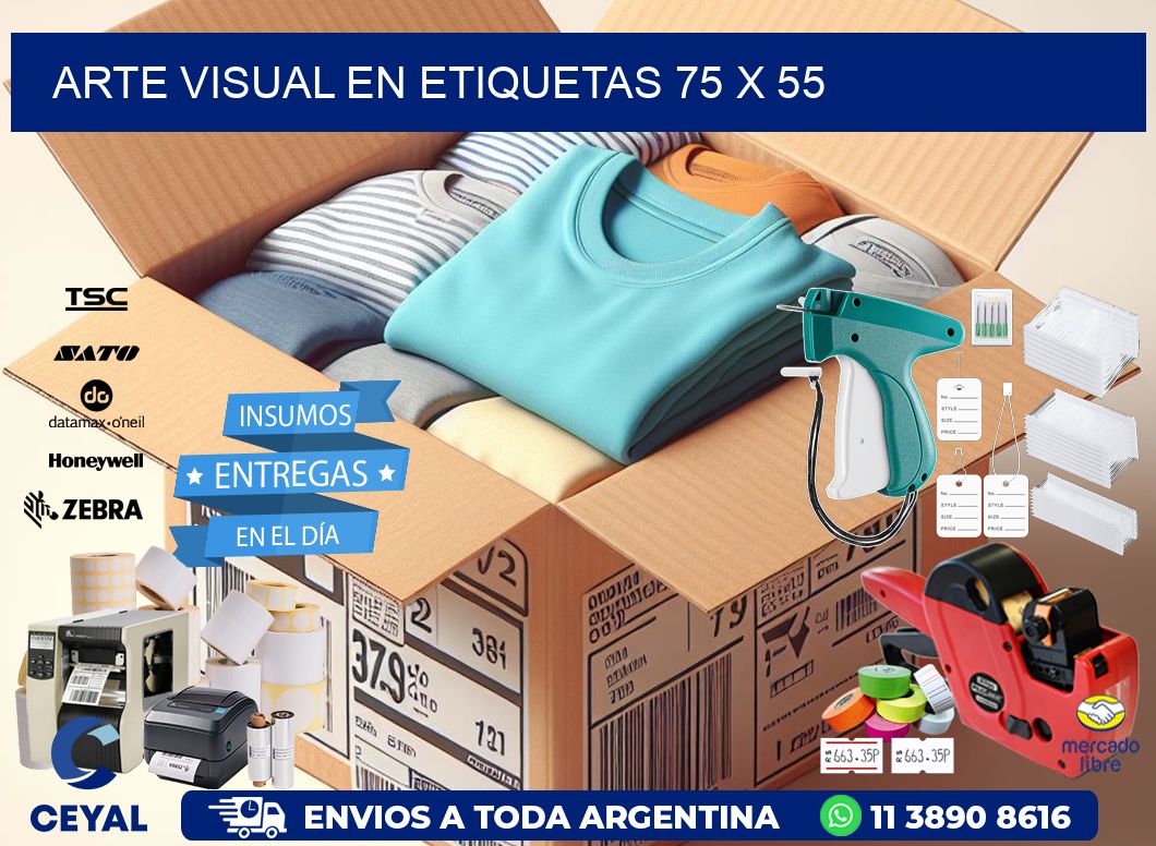 Arte visual en etiquetas 75 x 55