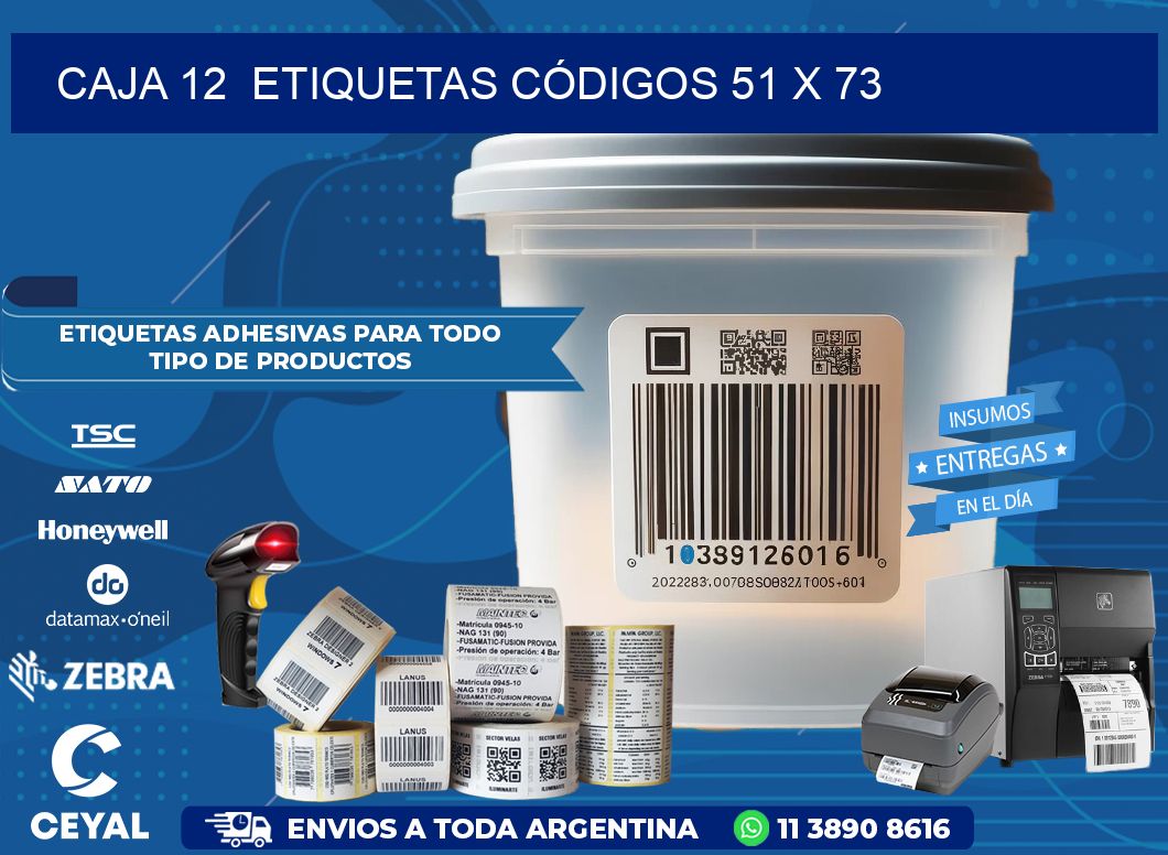 CAJA 12  ETIQUETAS CÓDIGOS 51 x 73