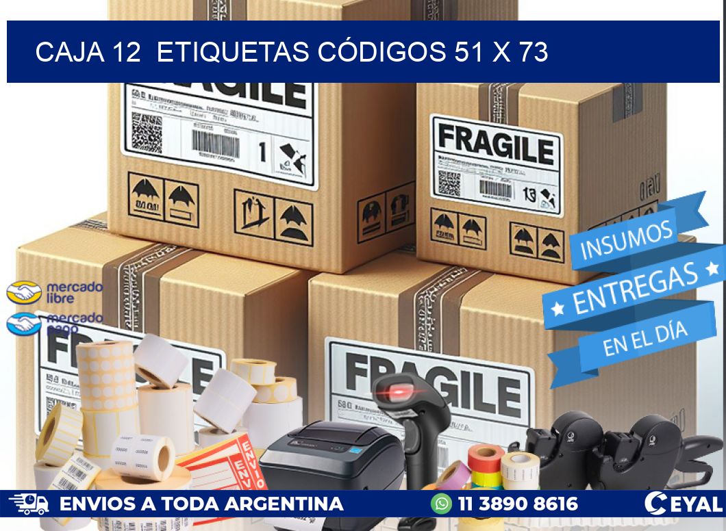 CAJA 12  ETIQUETAS CÓDIGOS 51 x 73