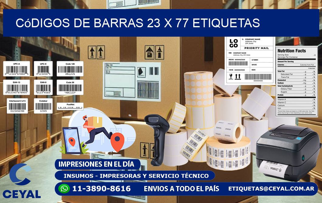 Códigos de Barras 23 x 77 etiquetas