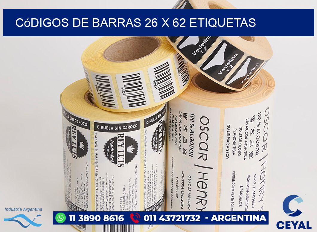 Códigos de Barras 26 x 62 etiquetas