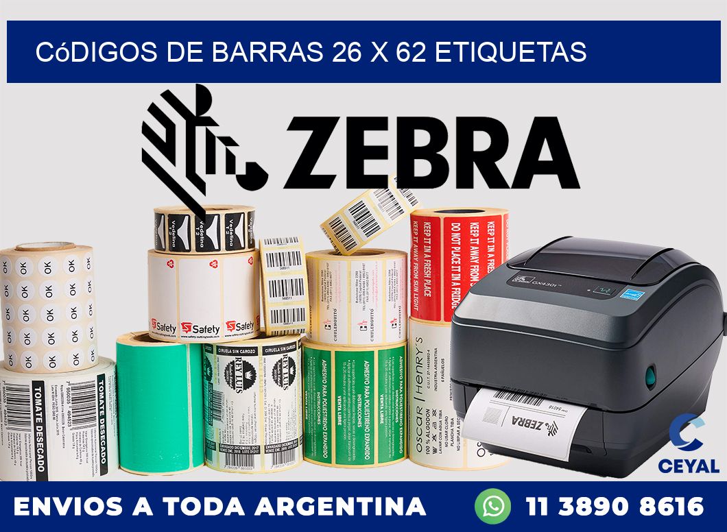 Códigos de Barras 26 x 62 etiquetas