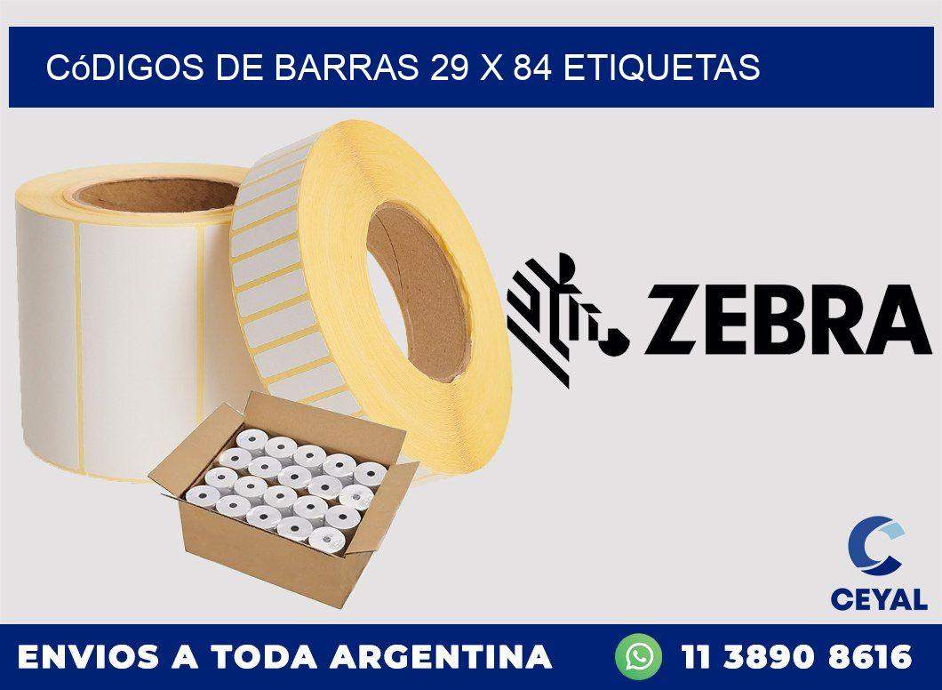 Códigos de Barras 29 x 84 etiquetas
