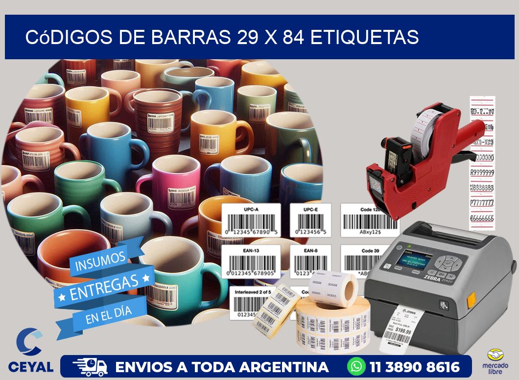Códigos de Barras 29 x 84 etiquetas