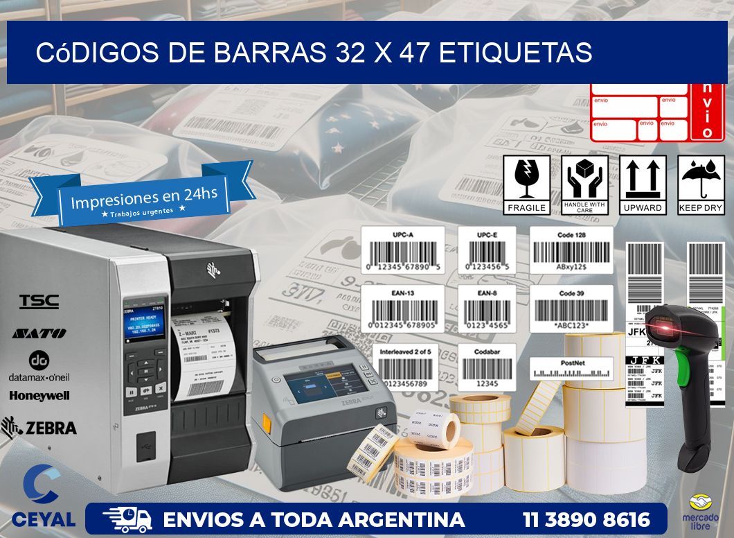 Códigos de Barras 32 x 47 etiquetas