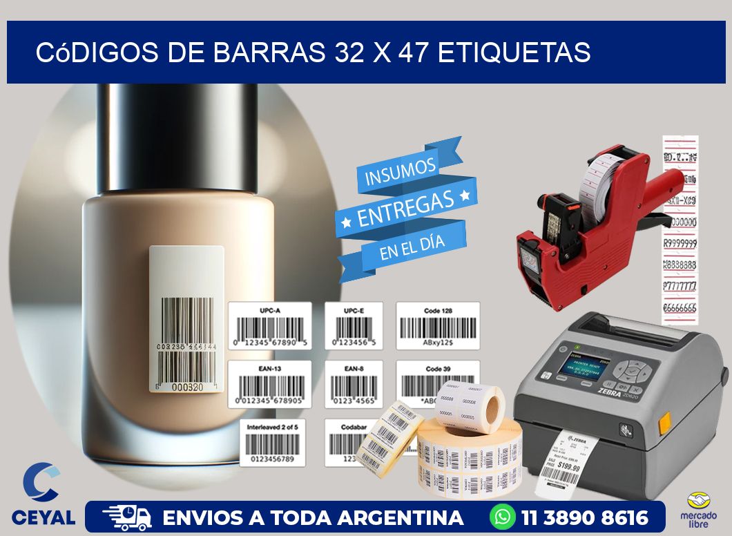 Códigos de Barras 32 x 47 etiquetas