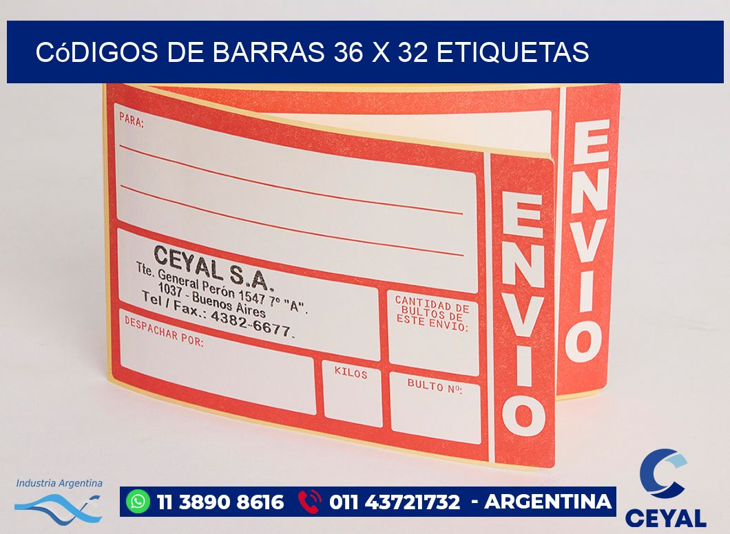 Códigos de Barras 36 x 32 etiquetas