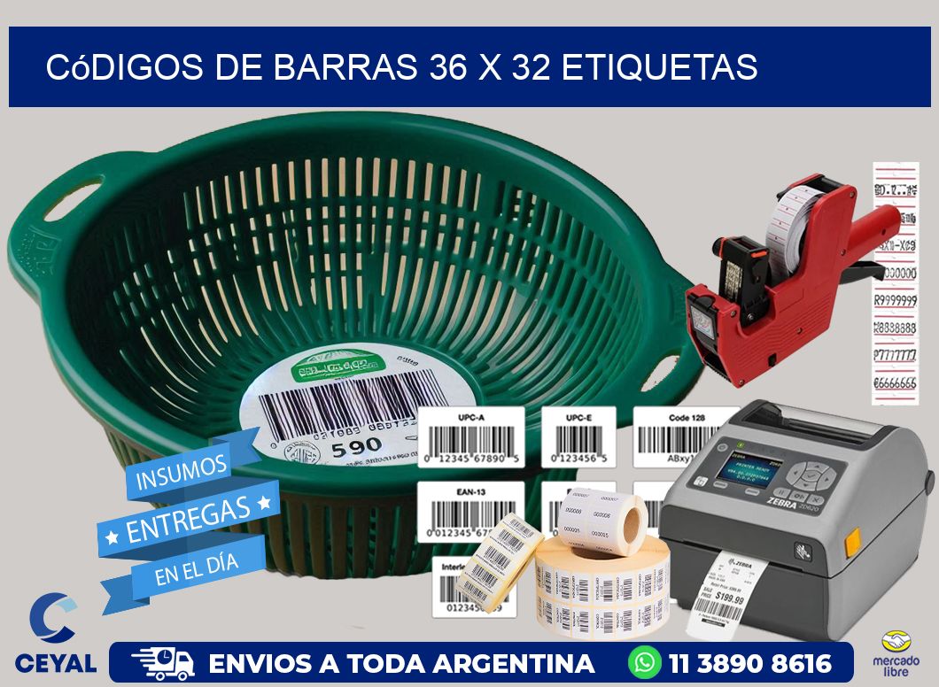 Códigos de Barras 36 x 32 etiquetas