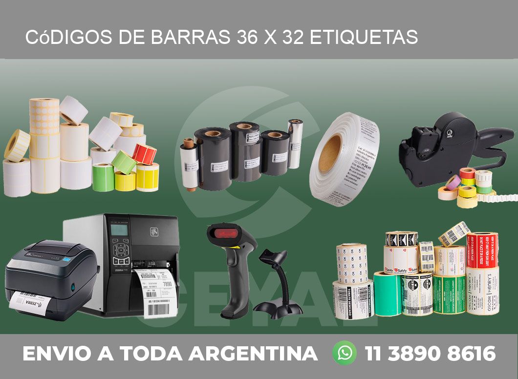 Códigos de Barras 36 x 32 etiquetas