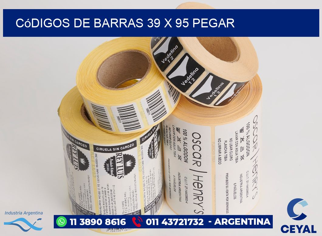Códigos de Barras 39 x 95 pegar | Etiquetas para Fabricas