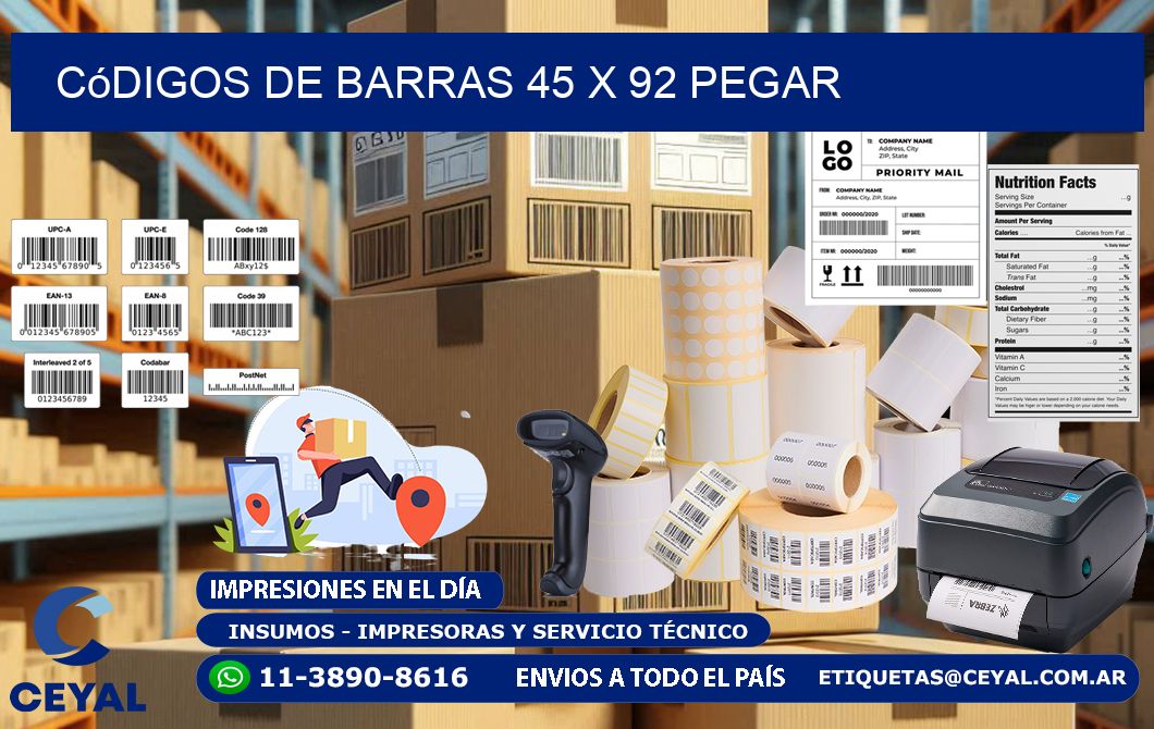 Códigos de Barras 45 x 92 pegar