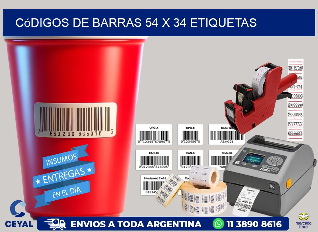 Códigos de Barras 54 x 34 etiquetas