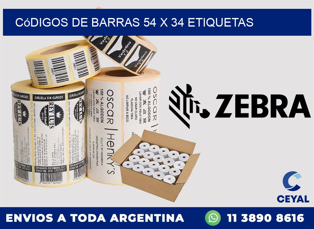 Códigos de Barras 54 x 34 etiquetas