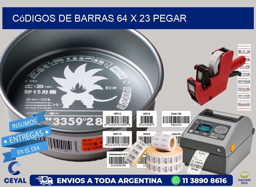 Códigos de Barras 64 x 23 pegar