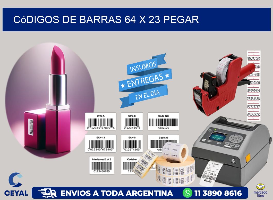 Códigos de Barras 64 x 23 pegar