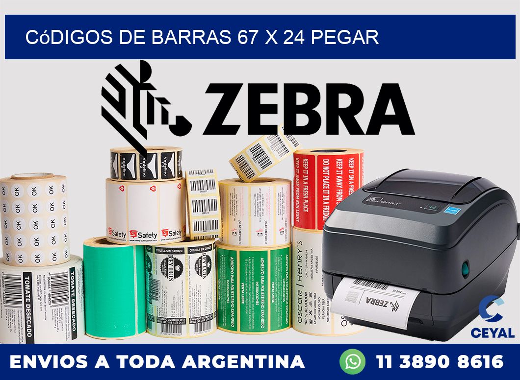 Códigos de Barras 67 x 24 pegar