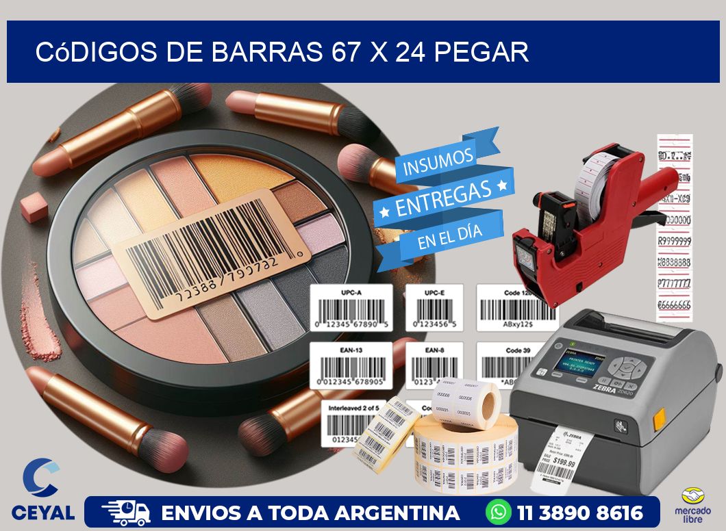 Códigos de Barras 67 x 24 pegar