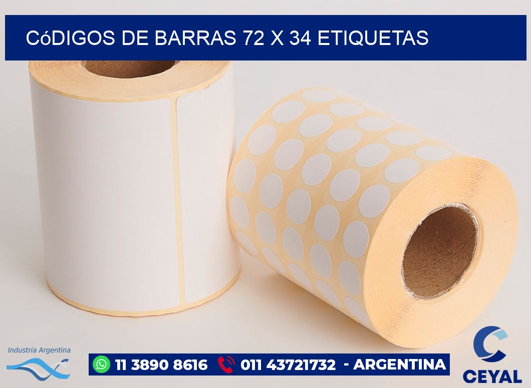 Códigos de Barras 72 x 34 etiquetas