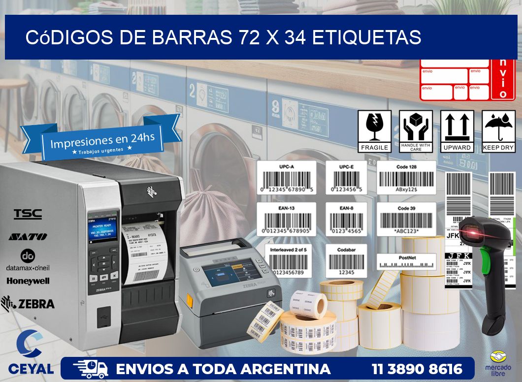 Códigos de Barras 72 x 34 etiquetas