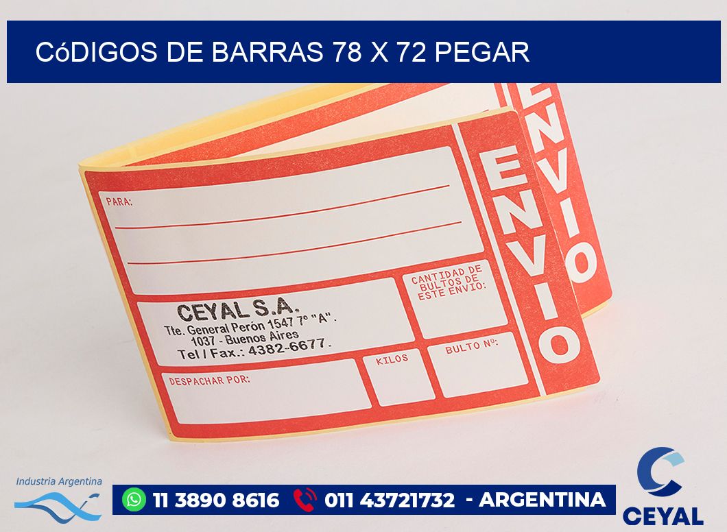 Códigos de Barras 78 x 72 pegar