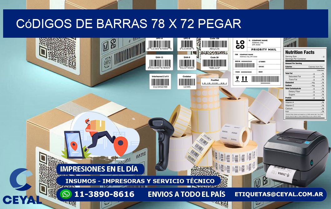 Códigos de Barras 78 x 72 pegar
